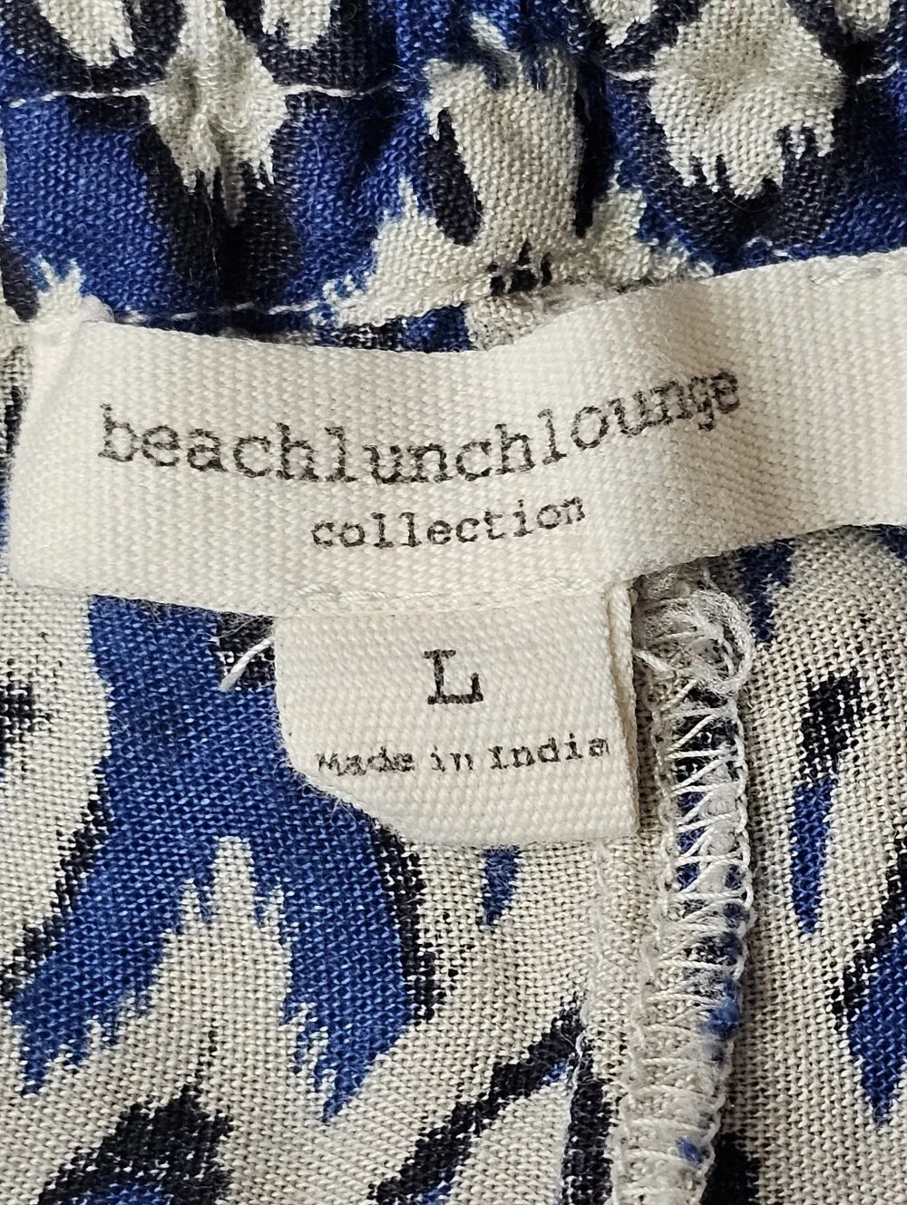 beachlunchlounge Swim Cover Up Pants Blue Cream Ikat Print Sz L Beach Pool Boho